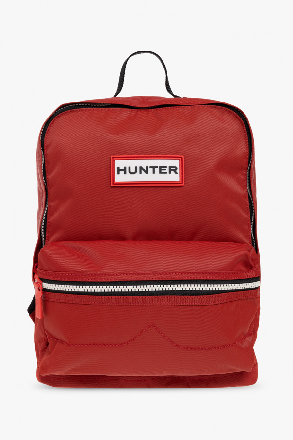 Red Black Mum SchaferandweinerShops KR Pocket grained leather backpack bag For Babykids With White Logo Hunter Kids